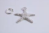 Star Fish Charm, Traditional Charm, Made from Solid 925 Grade Sterling Silver, Complete with Attachment Link