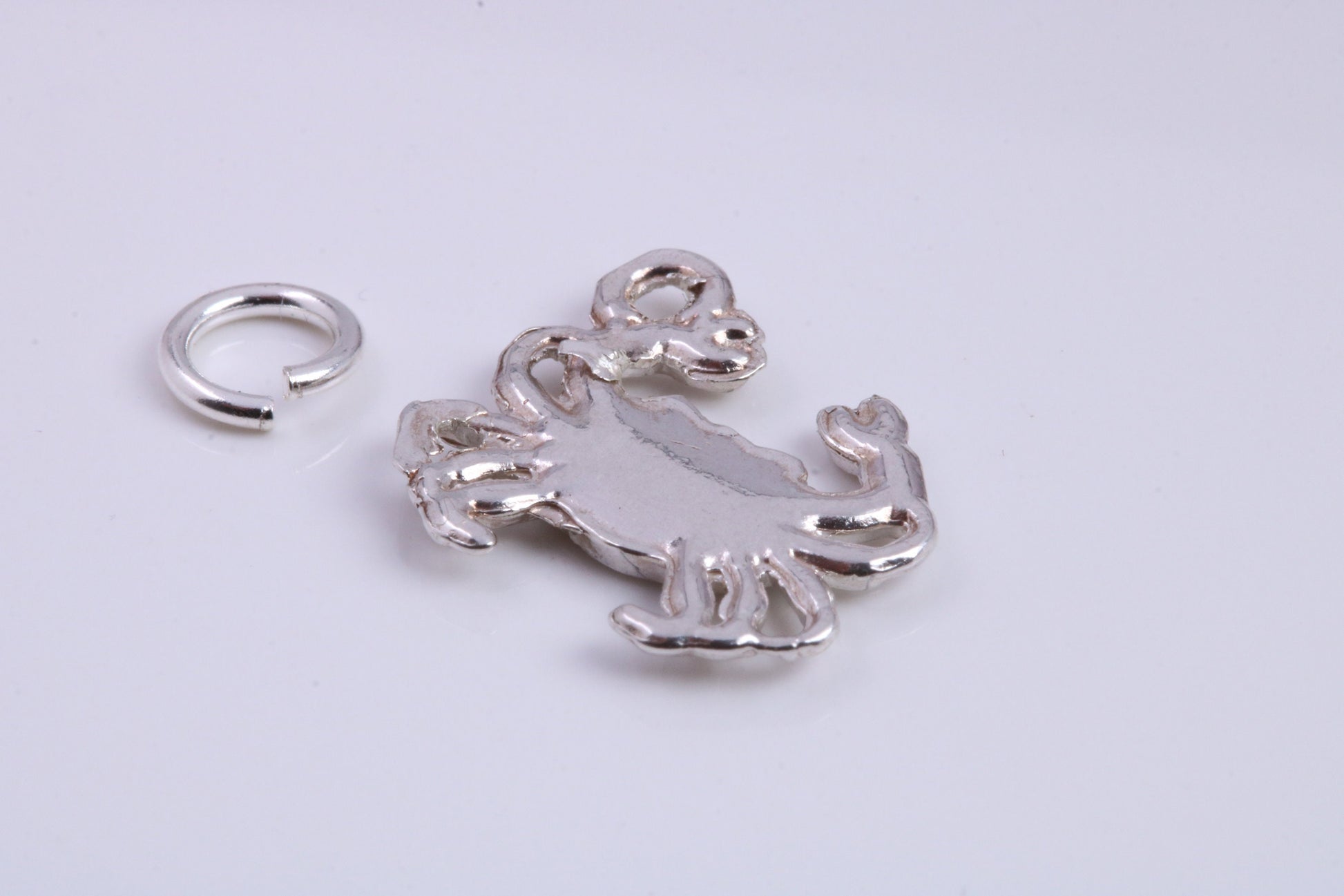 Crab Charm, Traditional Charm, Made from Solid 925 Grade Sterling Silver, Complete with Attachment Link