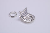 Viking Boat Charm, Made from Solid Cast Silver, Complete with Attachment Link
