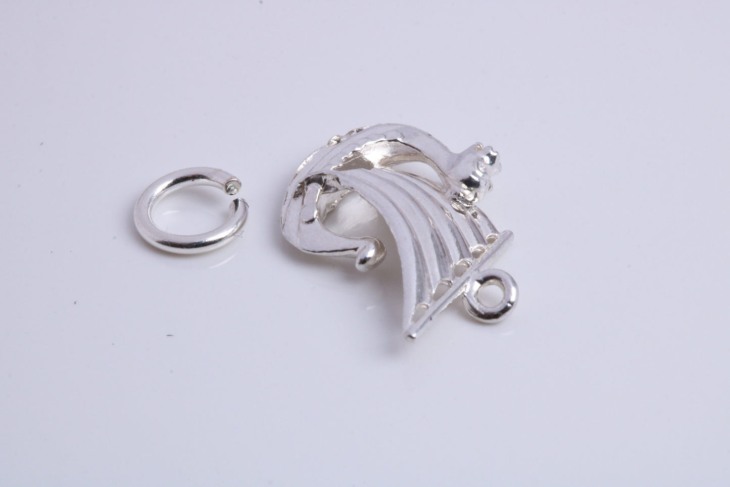 Viking Boat Charm, Traditional Charm, Made from Solid 925 Grade Sterling Silver, Complete with Attachment Link