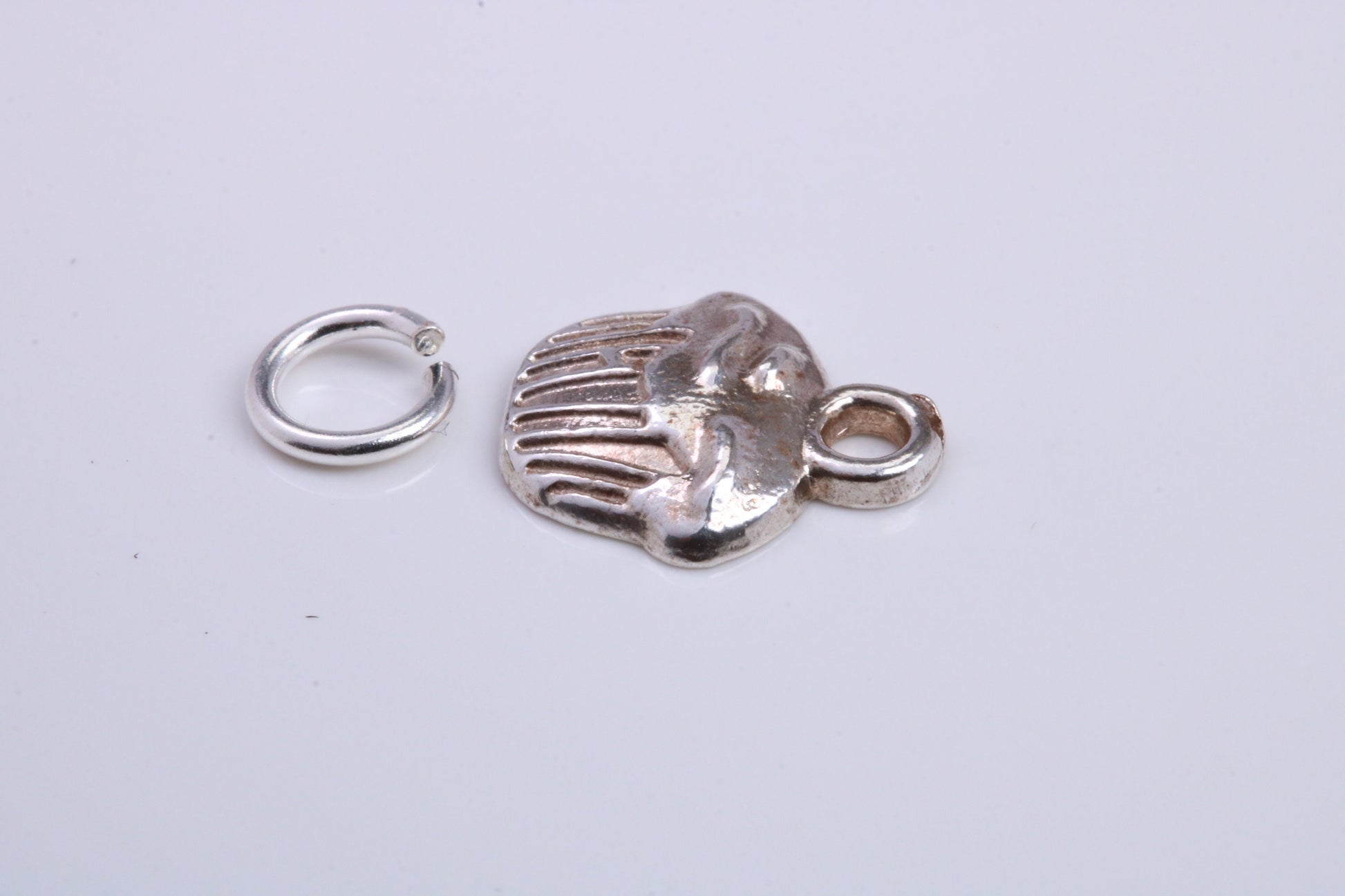 Cup Cake Charm, Traditional Charm, Made from Solid 925 Grade Sterling Silver, Complete with Attachment Link