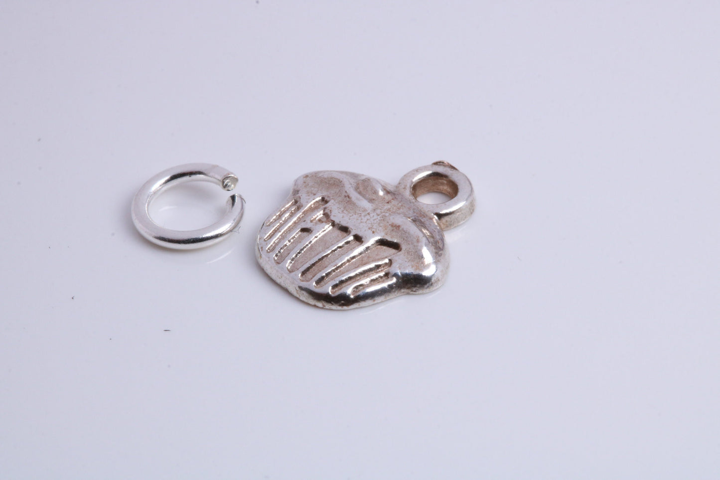 Cup Cake Charm, Traditional Charm, Made from Solid 925 Grade Sterling Silver, Complete with Attachment Link