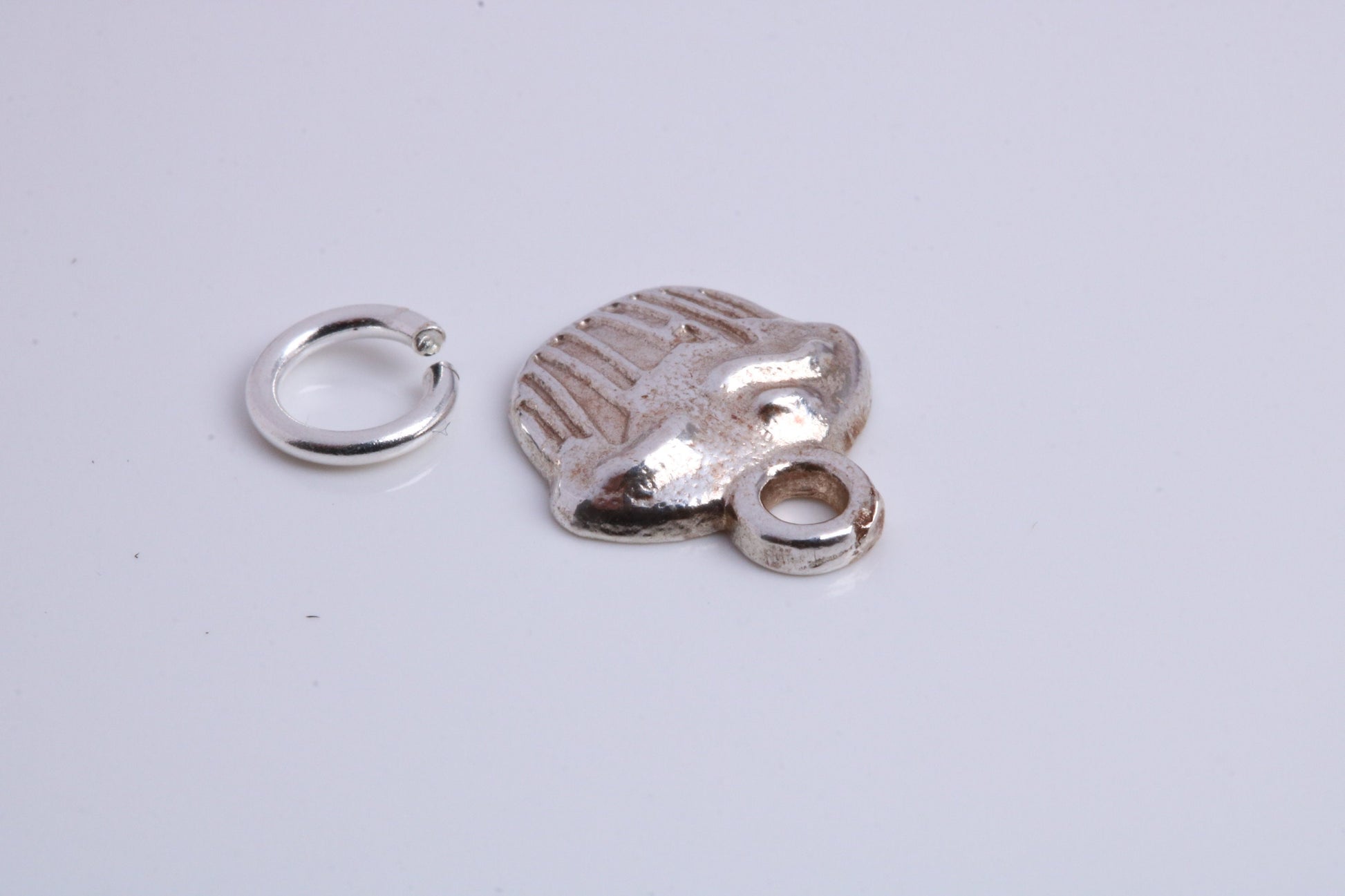 Cup Cake Charm, Traditional Charm, Made from Solid 925 Grade Sterling Silver, Complete with Attachment Link