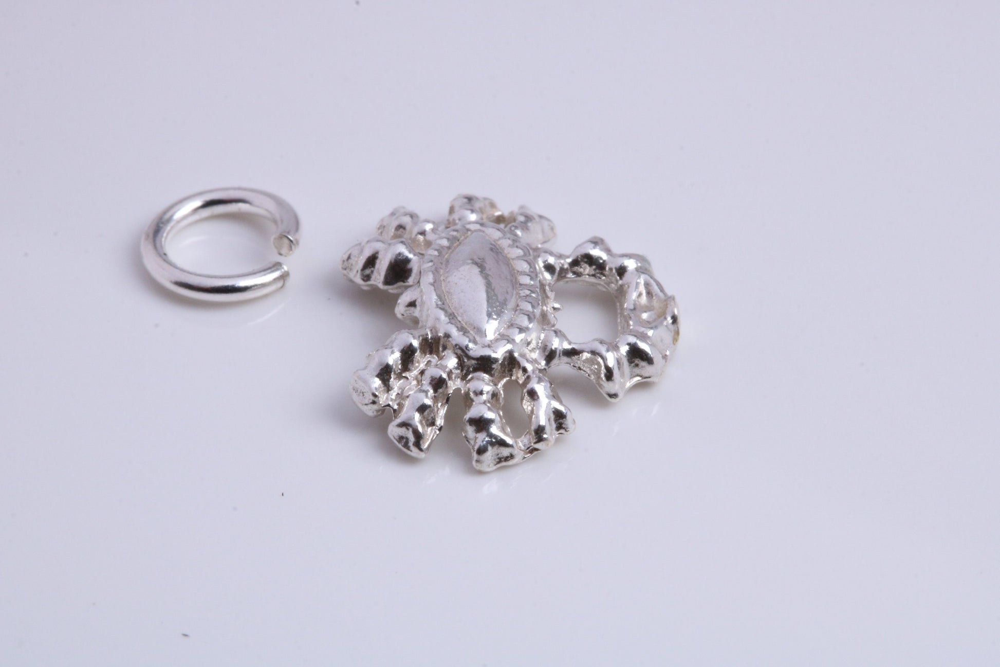Crab Charm, Traditional Charm, Made from Solid 925 Grade Sterling Silver, Complete with Attachment Link