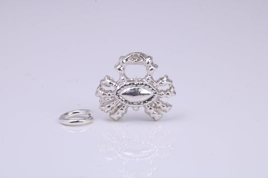 Crab Charm, Traditional Charm, Made from Solid 925 Grade Sterling Silver, Complete with Attachment Link