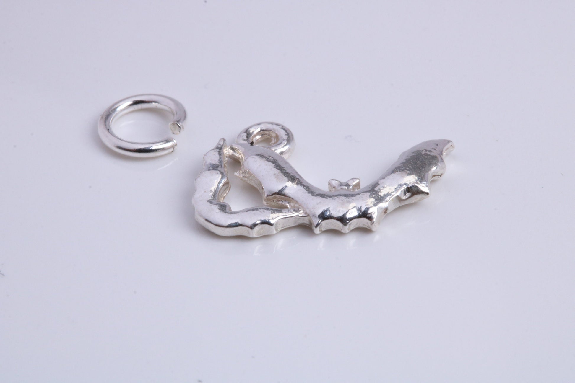 Shrimp Charm, Traditional Charm, Made from Solid 925 Grade Sterling Silver, Complete with Attachment Link