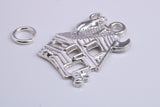 Haunted House Charm, Traditional Charm, Made from Solid 925 Grade Sterling Silver, Complete with Attachment Link