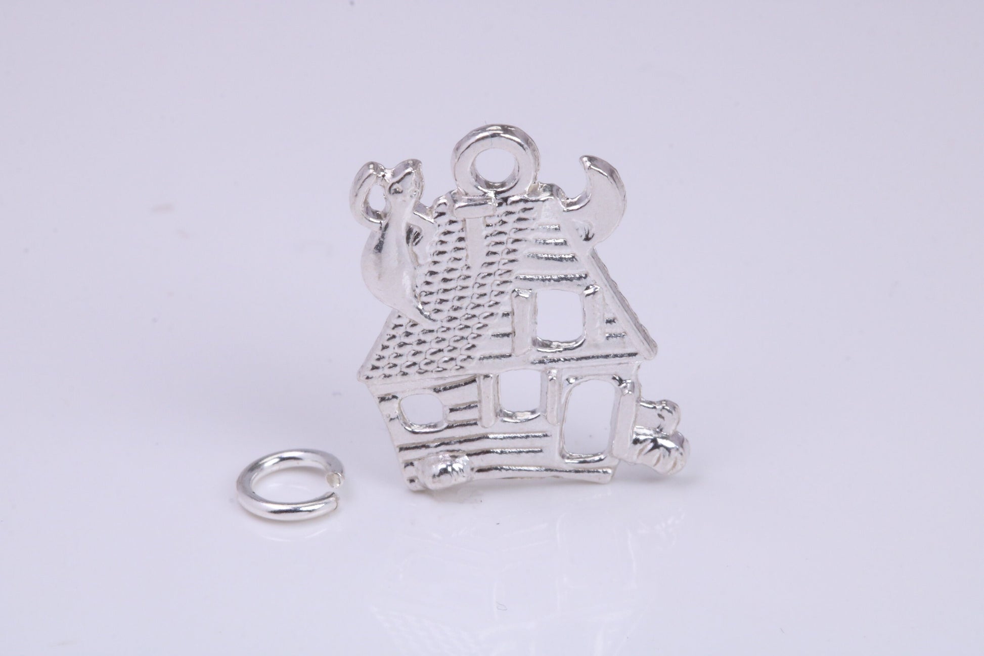 Haunted House Charm, Traditional Charm, Made from Solid 925 Grade Sterling Silver, Complete with Attachment Link