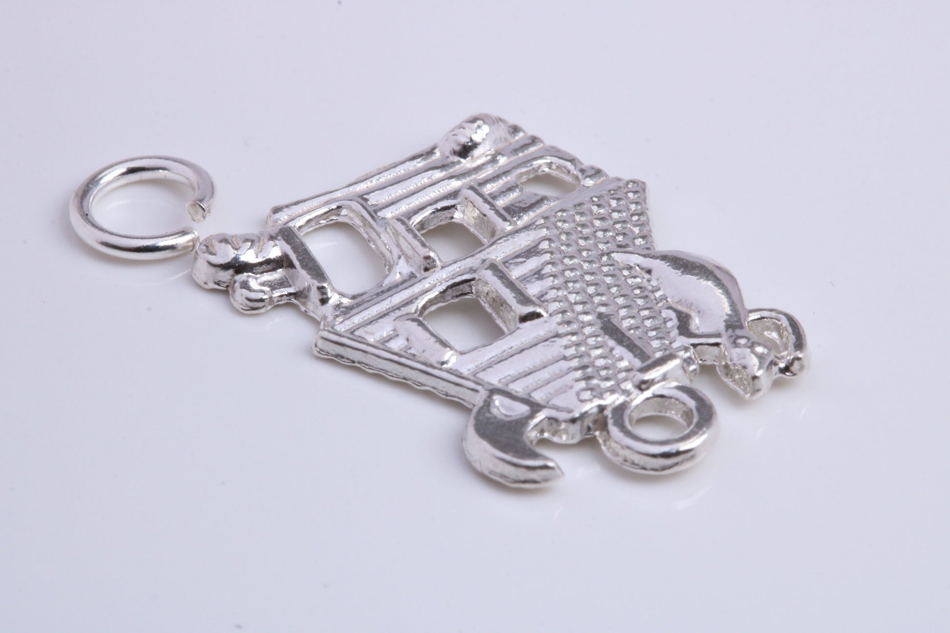 Haunted House Charm, Traditional Charm, Made from Solid 925 Grade Sterling Silver, Complete with Attachment Link