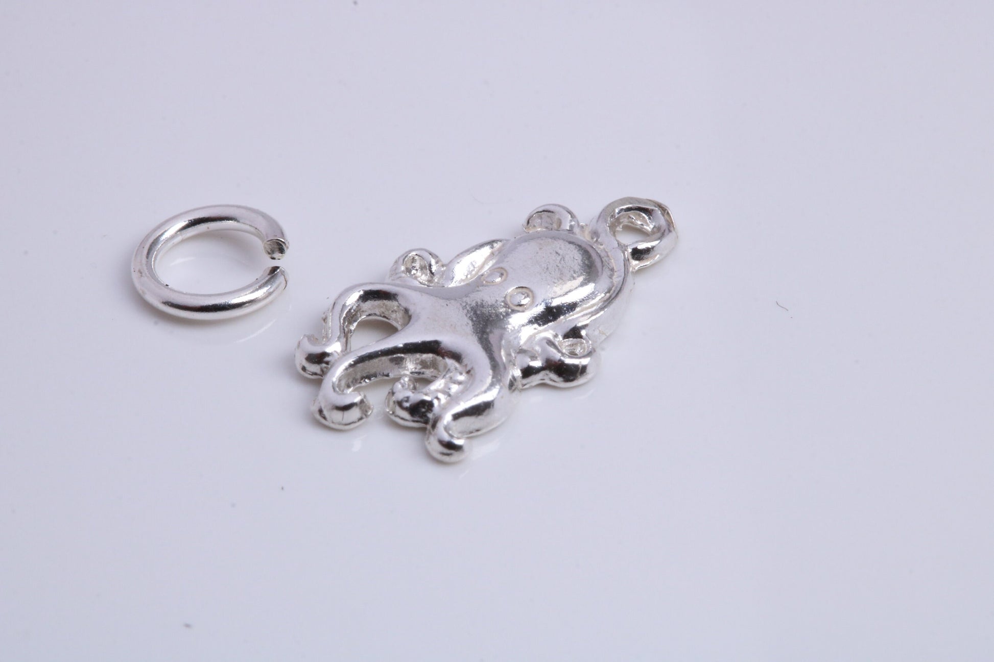 Octopus Charm, Traditional Charm, Made from Solid 925 Grade Sterling Silver, Complete with Attachment Link