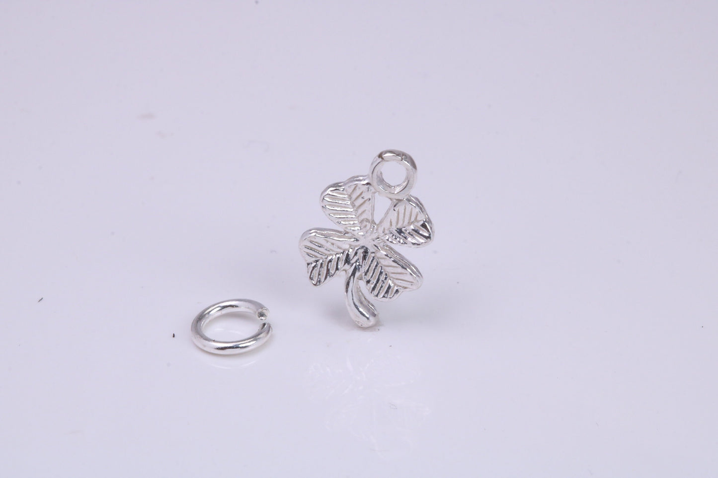 Clover Leaf Charm, Traditional Charm, Made from Solid 925 Grade Sterling Silver, Complete with Attachment Link