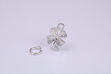 Clover Leaf Charm, Traditional Charm, Made from Solid 925 Grade Sterling Silver, Complete with Attachment Link