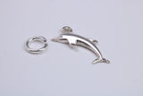 Dolphin Charm, Traditional Charm, Made from Solid 925 Grade Sterling Silver, Complete with Attachment Link
