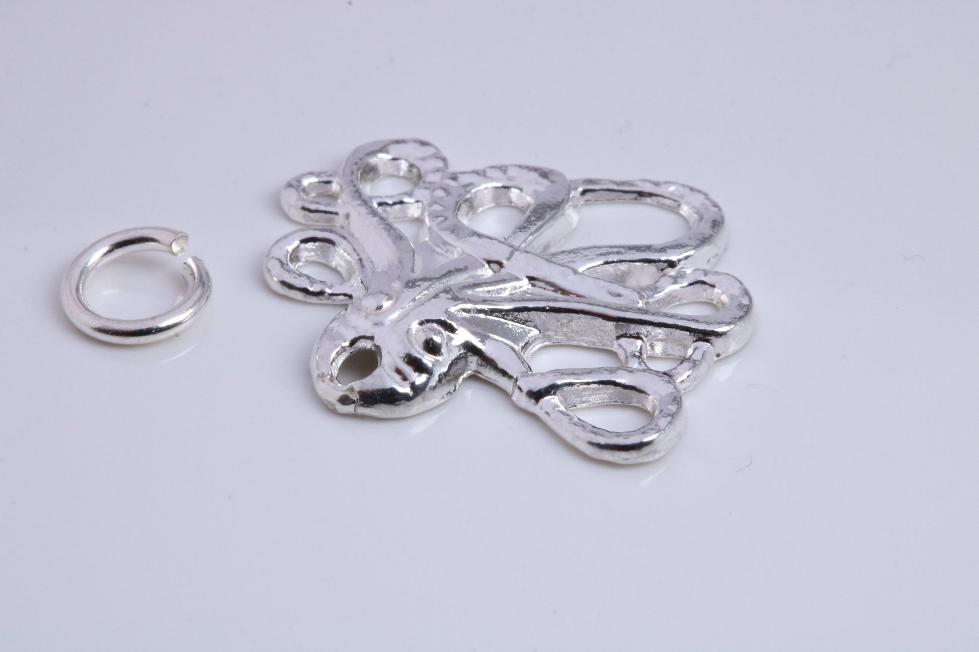 Octopus Charm, Traditional Charm, Made from Solid 925 Grade Sterling Silver, Complete with Attachment Link