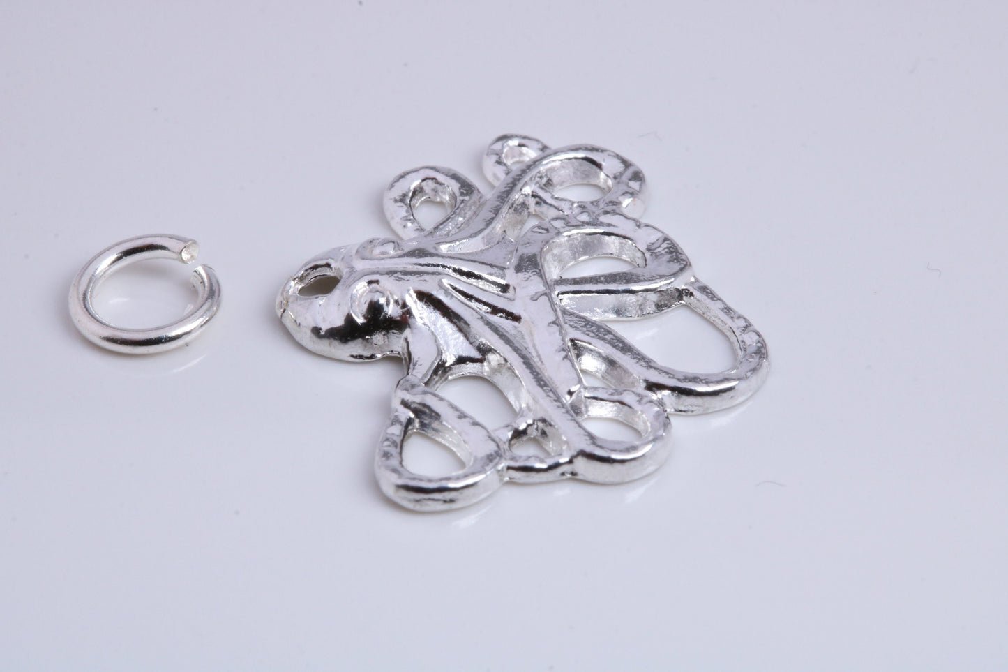 Octopus Charm, Traditional Charm, Made from Solid 925 Grade Sterling Silver, Complete with Attachment Link