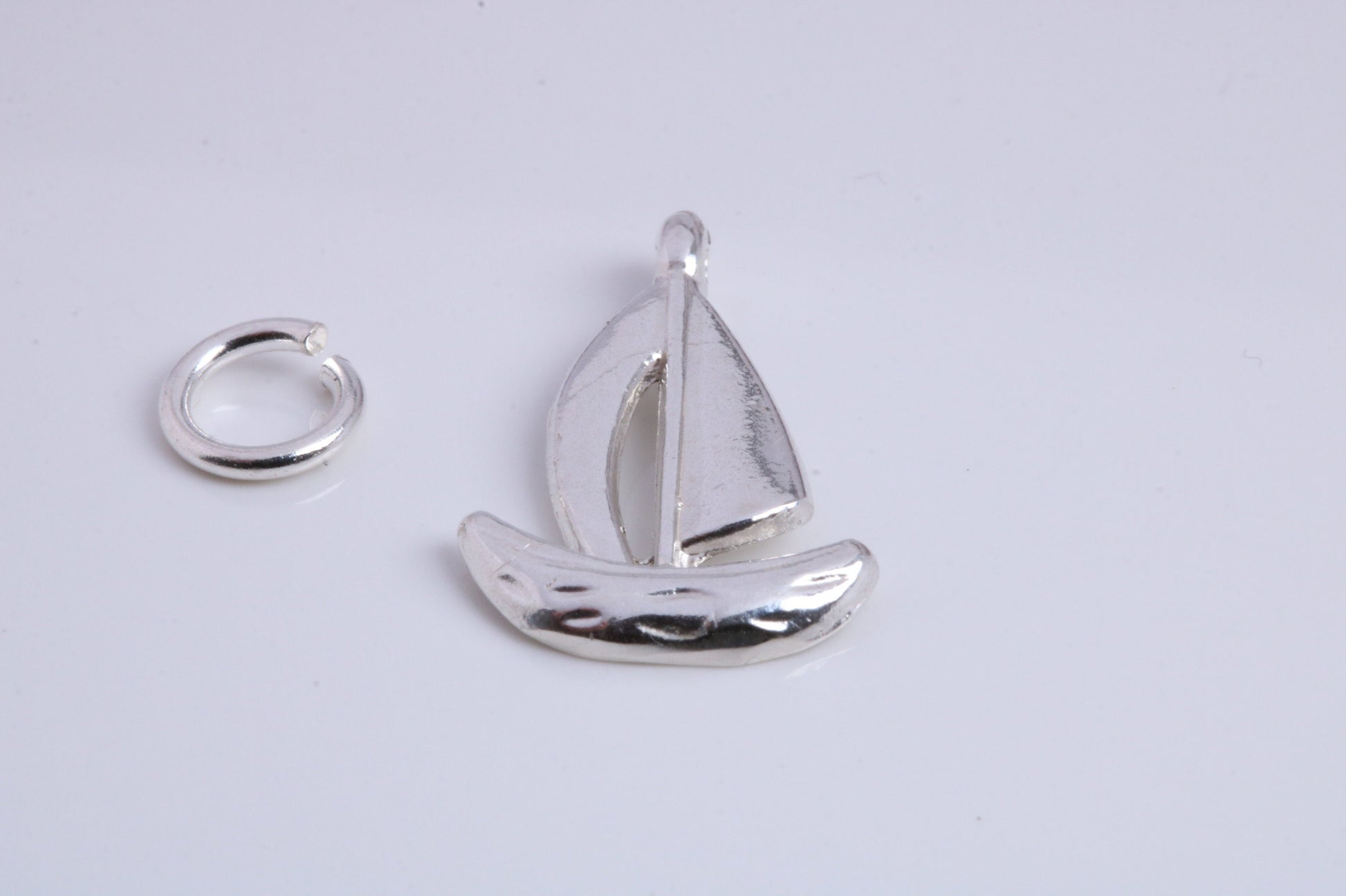 Sailing Dingy Charm, Traditional Charm, Made from Solid 925 Grade Sterling Silver, Complete with Attachment Link