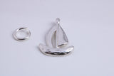Sailing Dingy Charm, Traditional Charm, Made from Solid 925 Grade Sterling Silver, Complete with Attachment Link