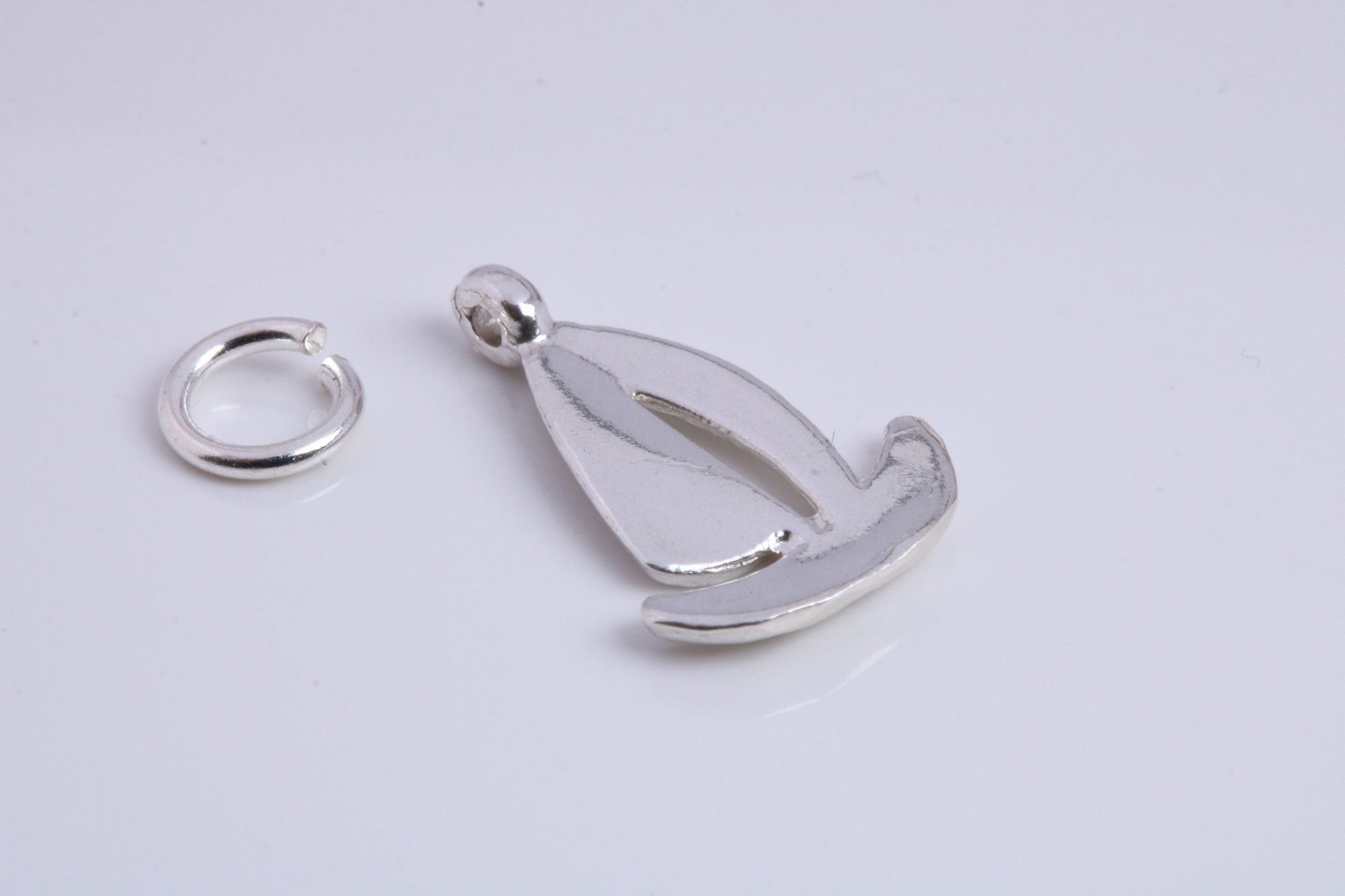 Sailing Dingy Charm, Traditional Charm, Made from Solid 925 Grade Sterling Silver, Complete with Attachment Link