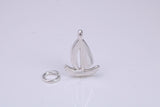 Sailing Dingy Charm, Traditional Charm, Made from Solid 925 Grade Sterling Silver, Complete with Attachment Link
