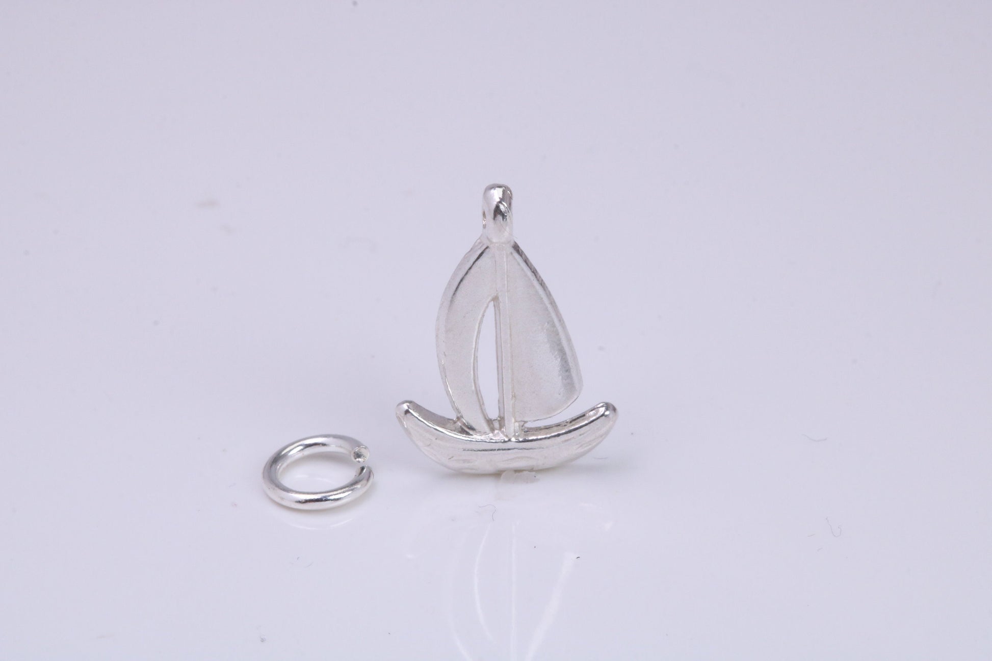Sailing Dingy Charm, Traditional Charm, Made from Solid 925 Grade Sterling Silver, Complete with Attachment Link