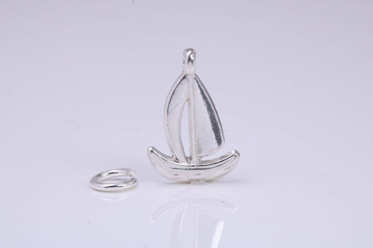 Sailing Dingy Charm, Traditional Charm, Made from Solid 925 Grade Sterling Silver, Complete with Attachment Link