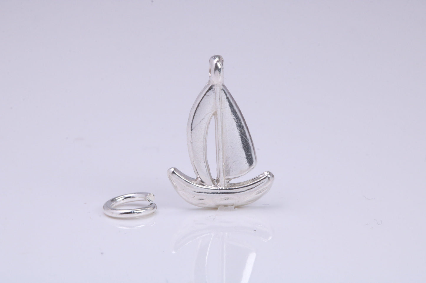 Sailing Dingy Charm, Traditional Charm, Made from Solid 925 Grade Sterling Silver, Complete with Attachment Link