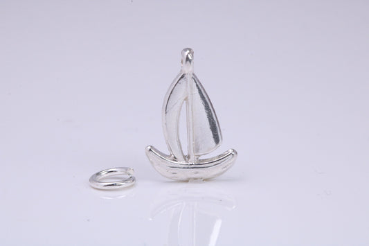 Sailing Dingy Charm, Traditional Charm, Made from Solid 925 Grade Sterling Silver, Complete with Attachment Link