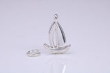 Sailing Dingy Charm, Traditional Charm, Made from Solid 925 Grade Sterling Silver, Complete with Attachment Link