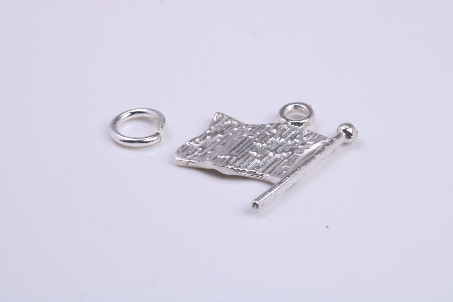 USA Flag Charm, Traditional Charm, Made from Solid 925 Grade Sterling Silver, Complete with Attachment Link