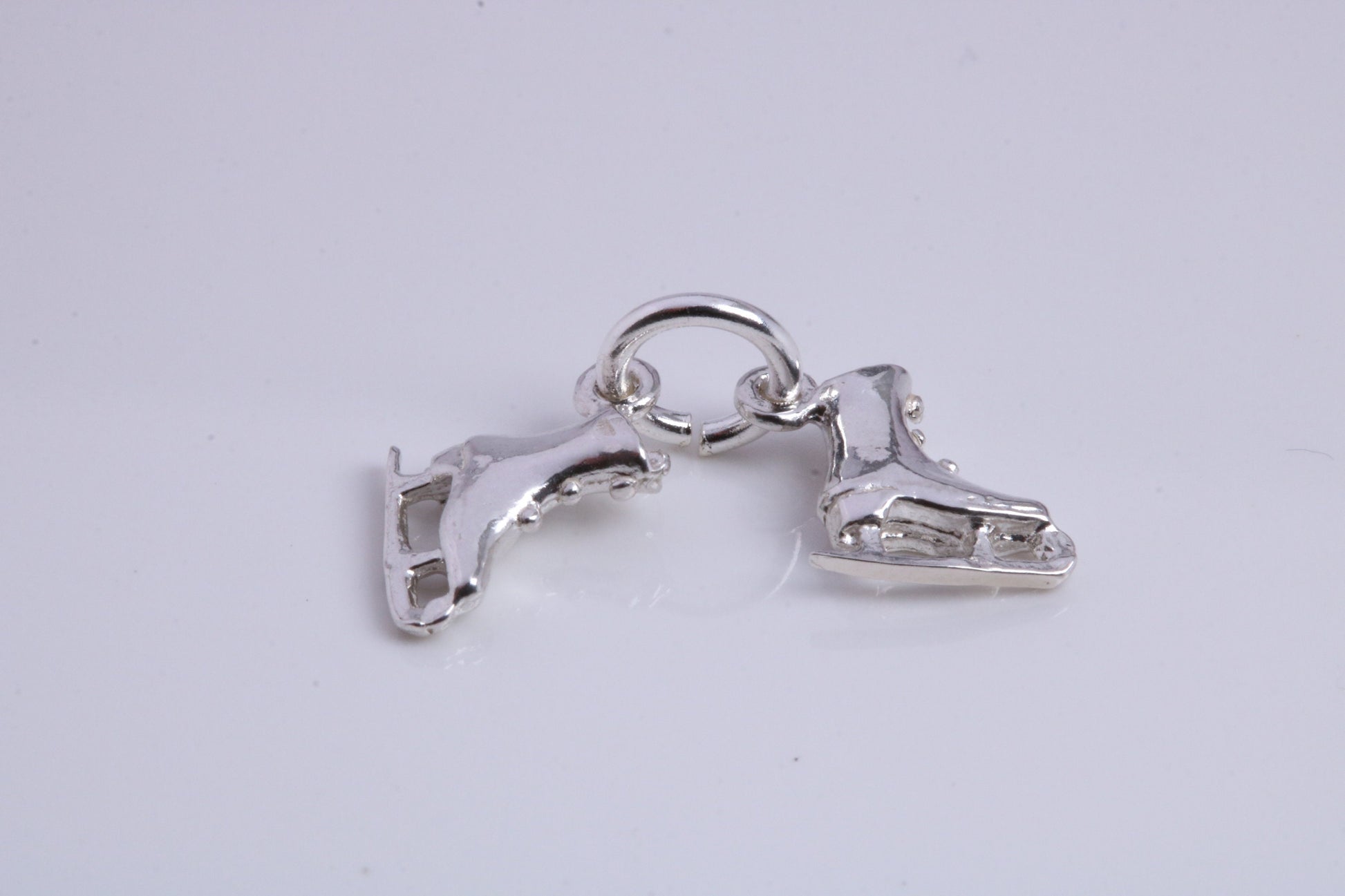 Pair of Ice Skates Charm, Traditional Charm, Made from Solid 925 Grade Sterling Silver, Complete with Attachment Link