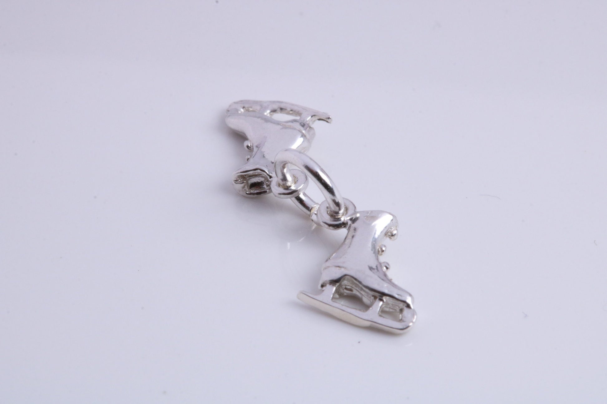 Pair of Ice Skates Charm, Traditional Charm, Made from Solid 925 Grade Sterling Silver, Complete with Attachment Link