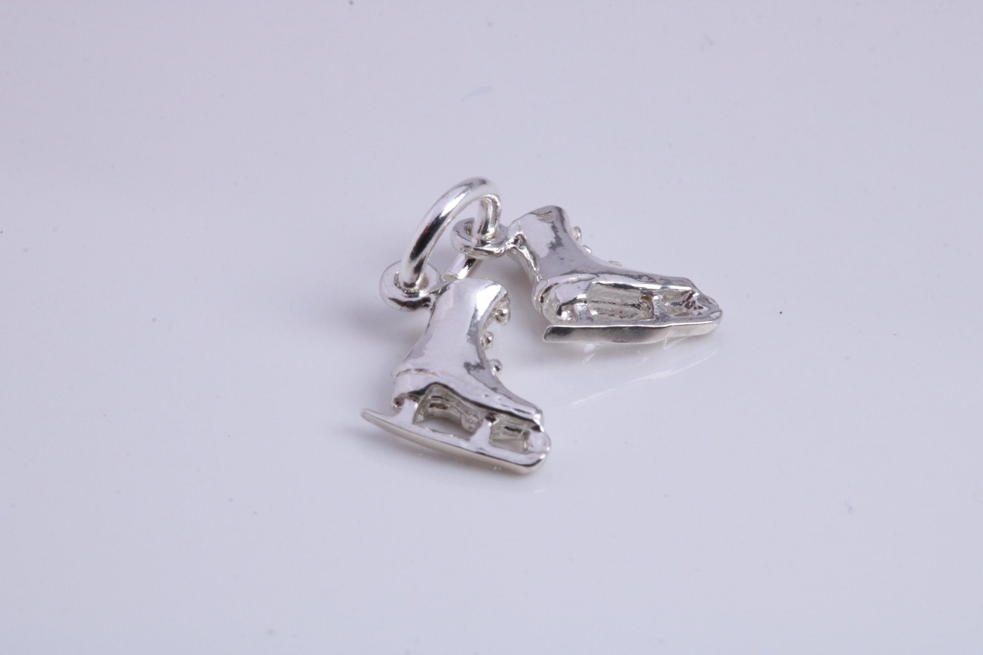 Pair of Ice Skates Charm, Traditional Charm, Made from Solid 925 Grade Sterling Silver, Complete with Attachment Link