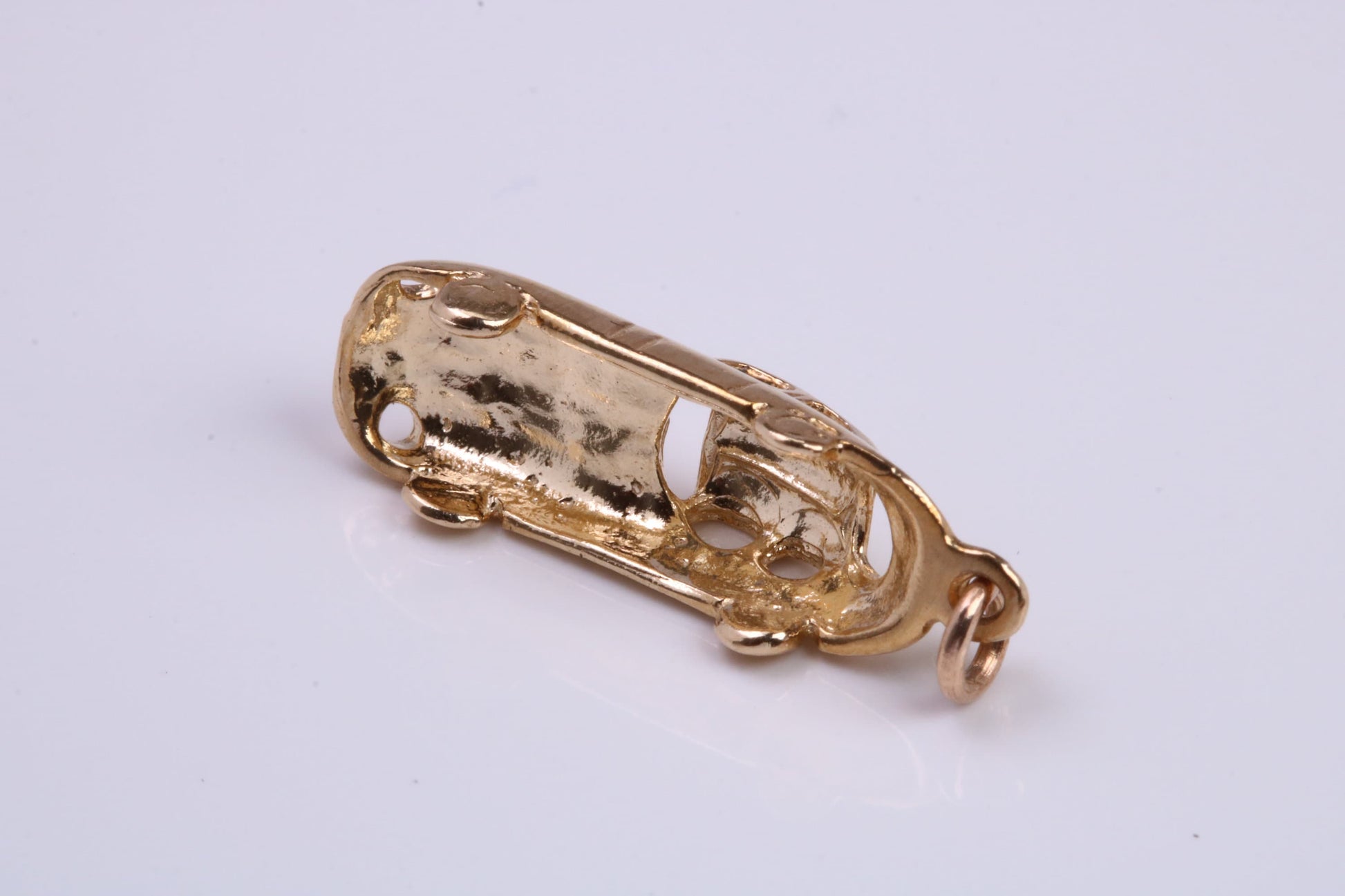 E Type Jaguar Car Charm, Made From Solid 9ct Yellow Gold, British Hallmarked and Complete With Attachment Link