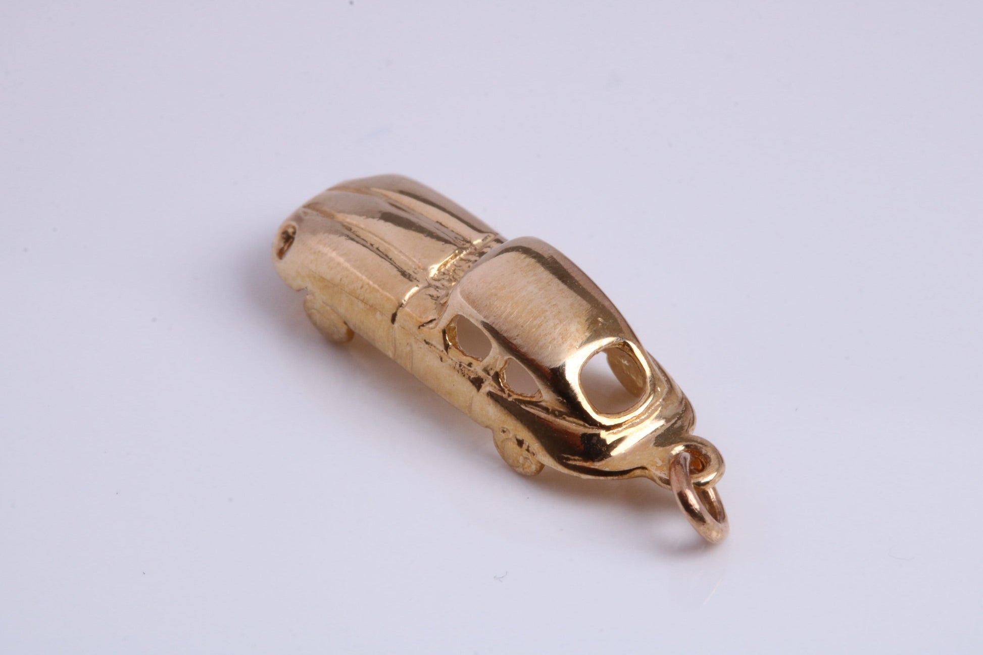 E Type Jaguar Car Charm, Made From Solid 9ct Yellow Gold, British Hallmarked and Complete With Attachment Link