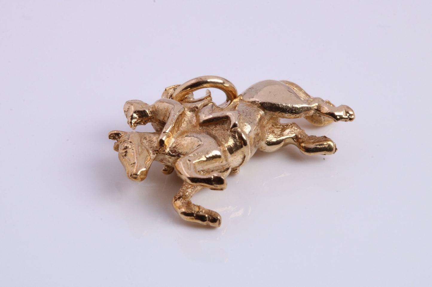 Jockey on Horse Charm, Made From Solid 9ct Yellow Gold, British Hallmarked and Complete With Attachment Link