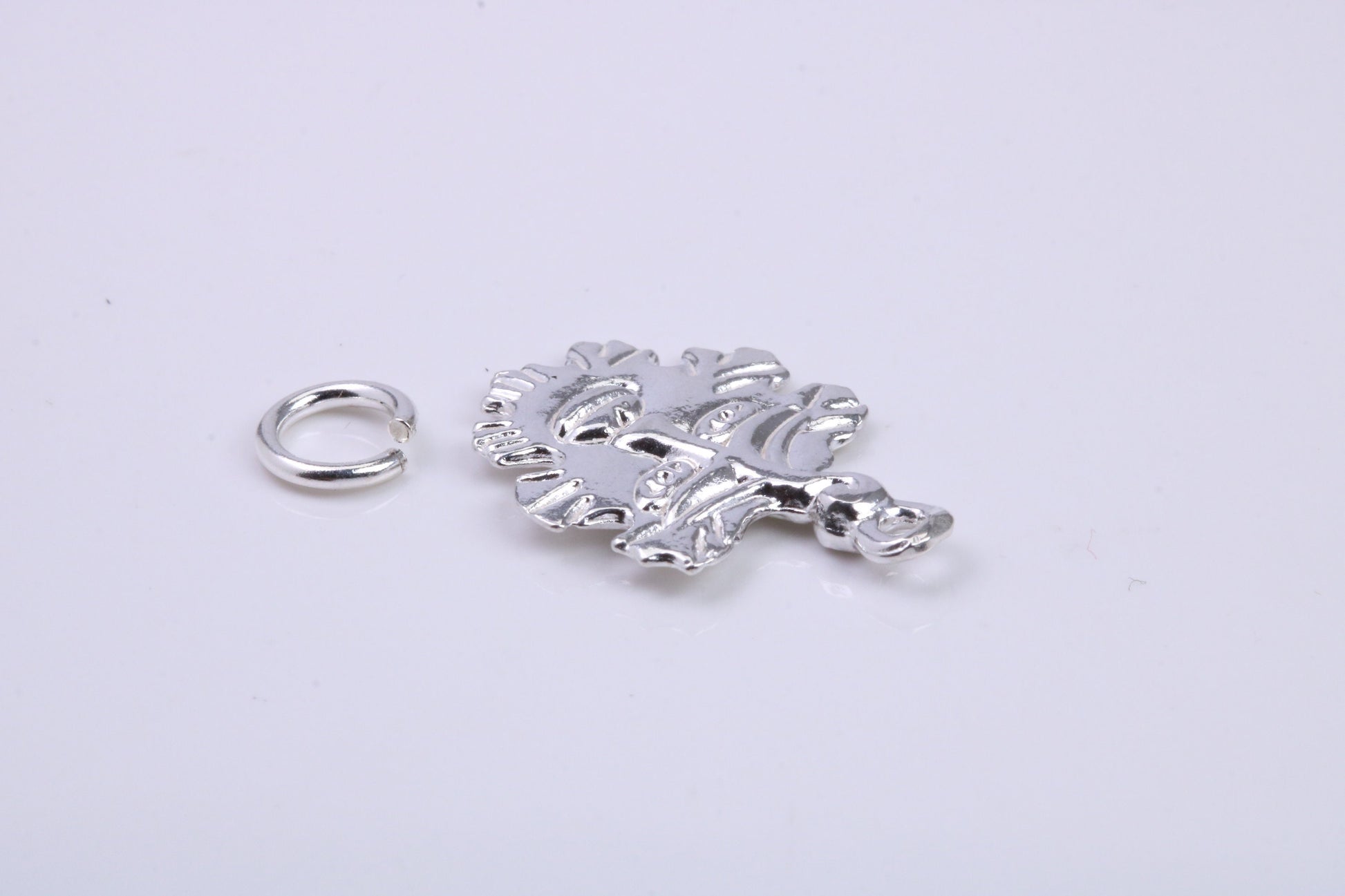 Green Man Charm, Traditional Charm, Made from Solid 925 Grade Sterling Silver, Complete with Attachment Link