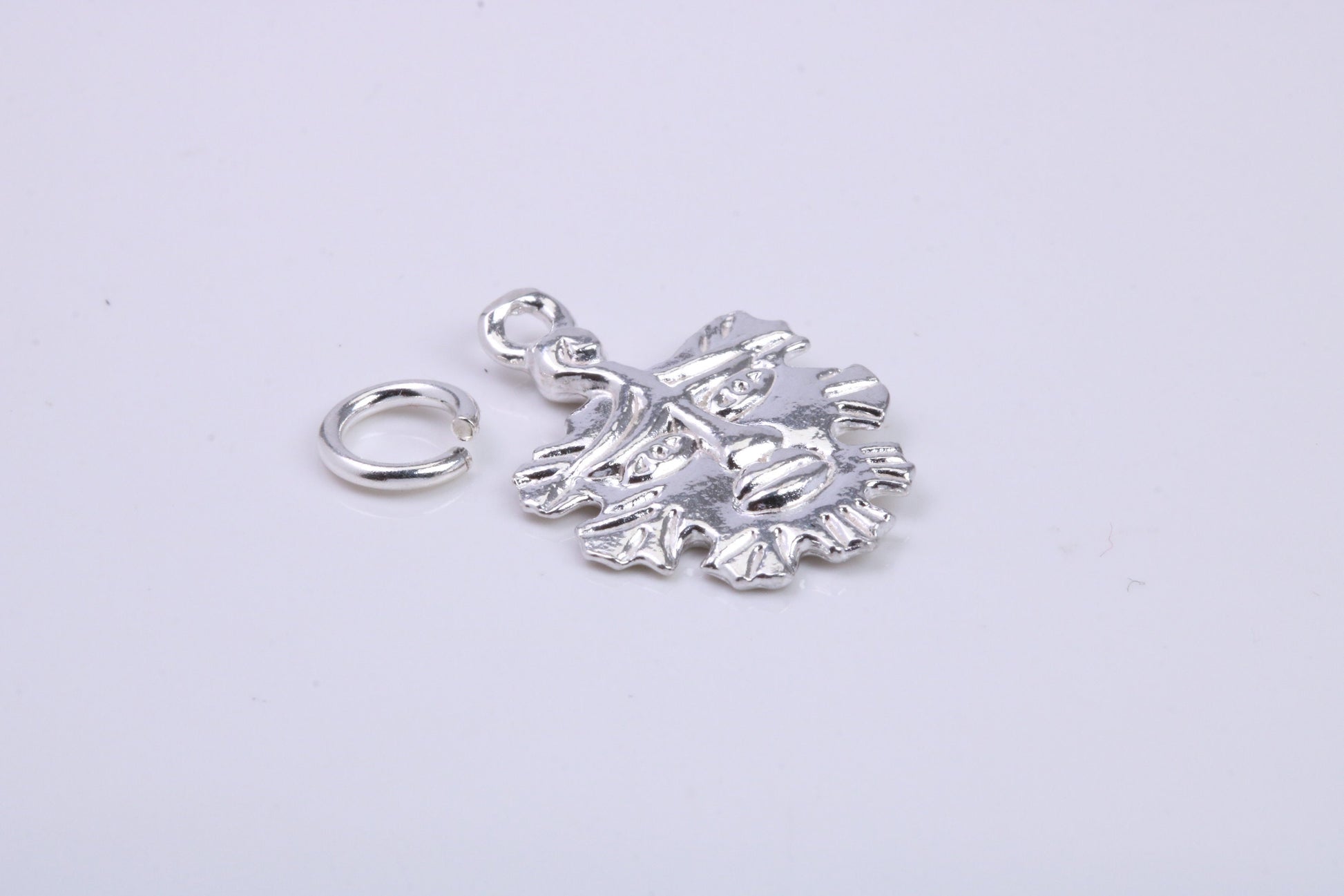 Green Man Charm, Traditional Charm, Made from Solid 925 Grade Sterling Silver, Complete with Attachment Link