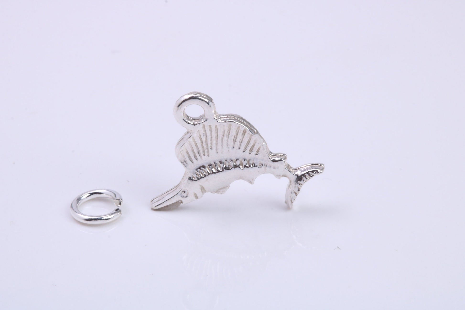 Sail Fish Charm, Traditional Charm, Made from Solid 925 Grade Sterling Silver, Complete with Attachment Link