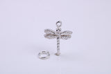 Dragon Fly Charm, Traditional Charm, Made from Solid 925 Grade Sterling Silver, Complete with Attachment Link