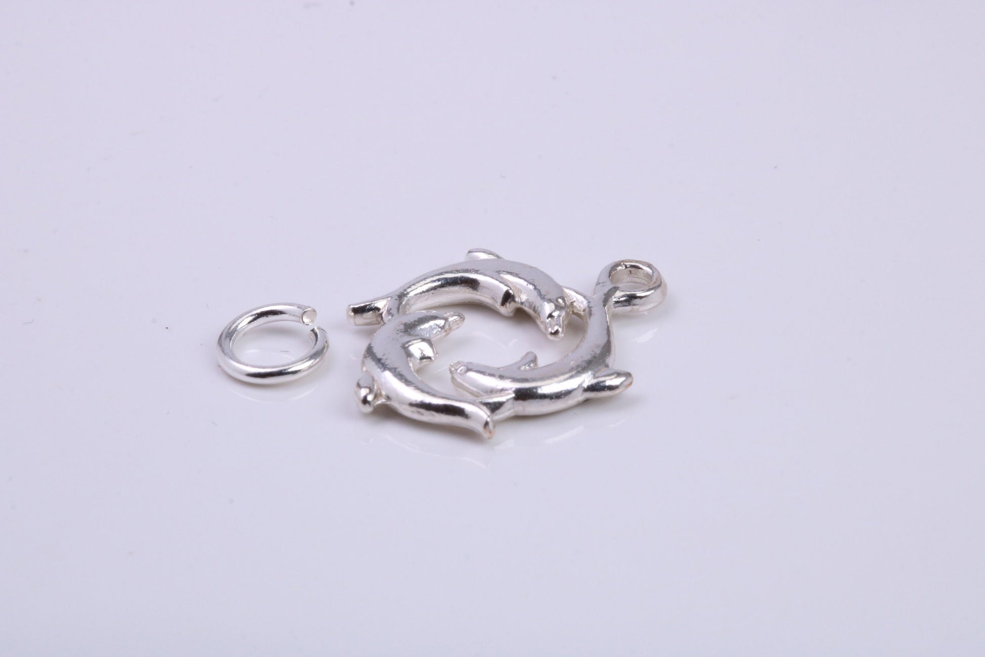 Performing Dolphins Charm, Traditional Charm, Made from Solid 925 Grade Sterling Silver, Complete with Attachment Link