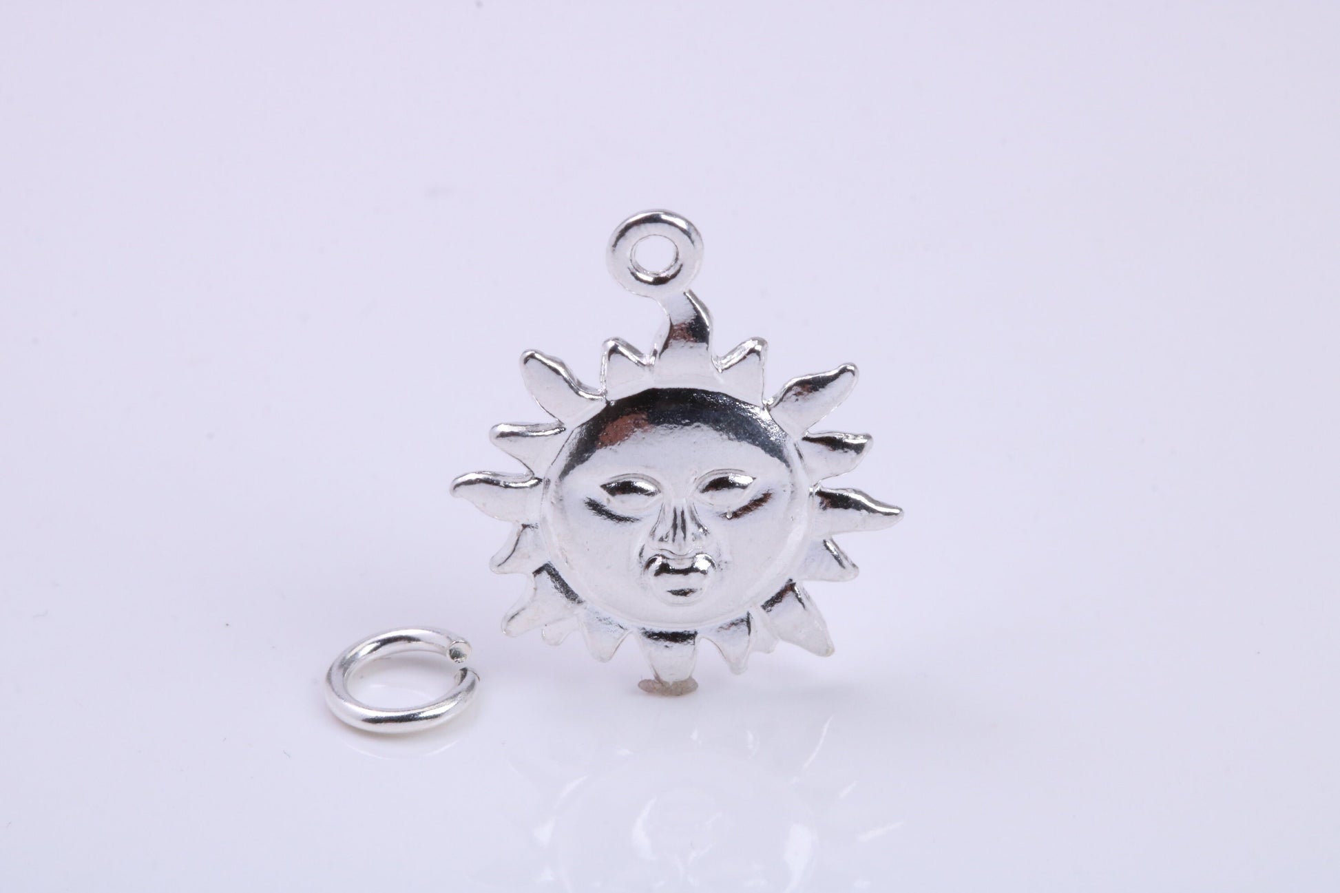 Sun Charm, Traditional Charm, Made from Solid 925 Grade Sterling Silver, Complete with Attachment Link