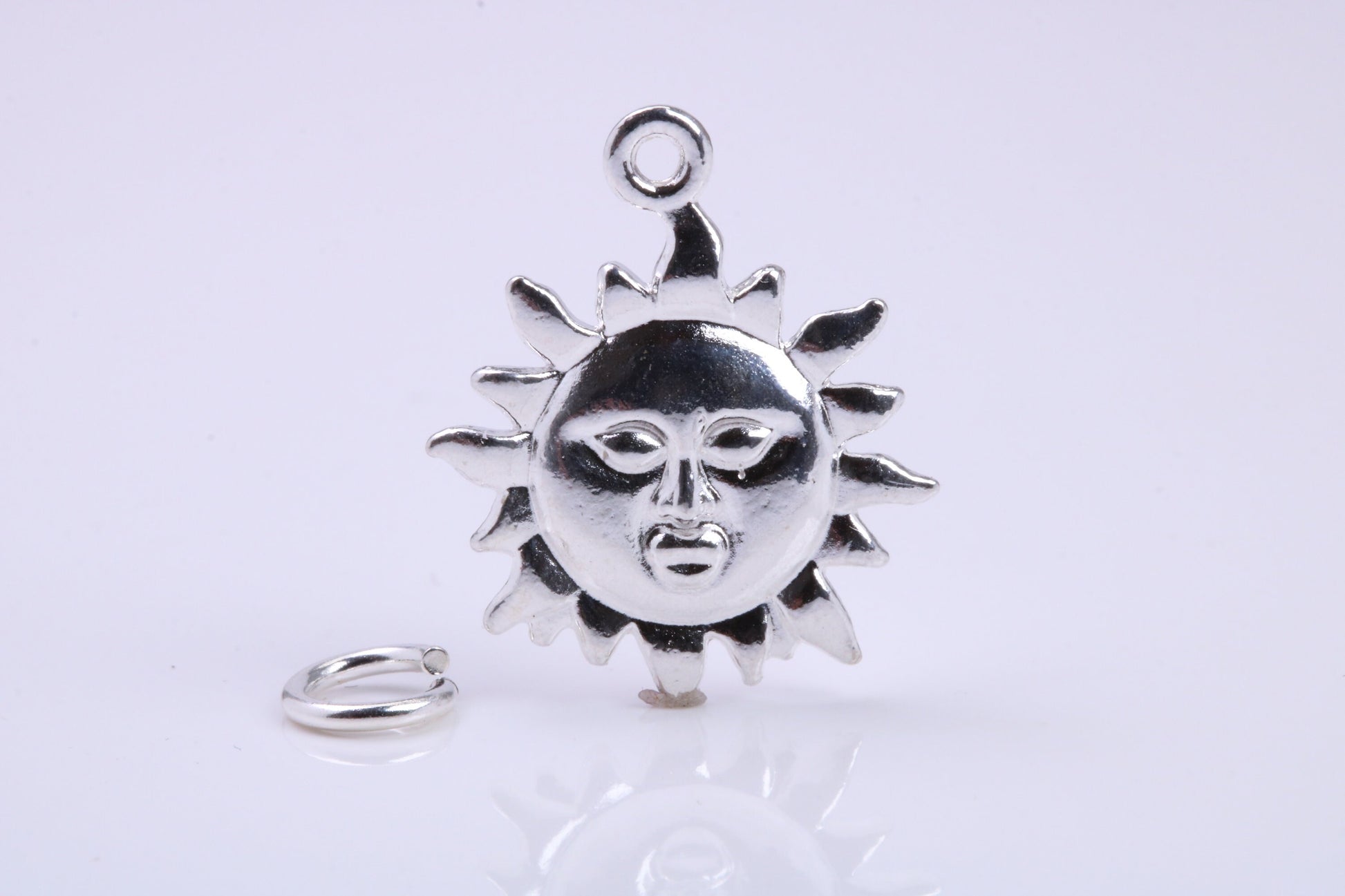 Sun Charm, Traditional Charm, Made from Solid 925 Grade Sterling Silver, Complete with Attachment Link