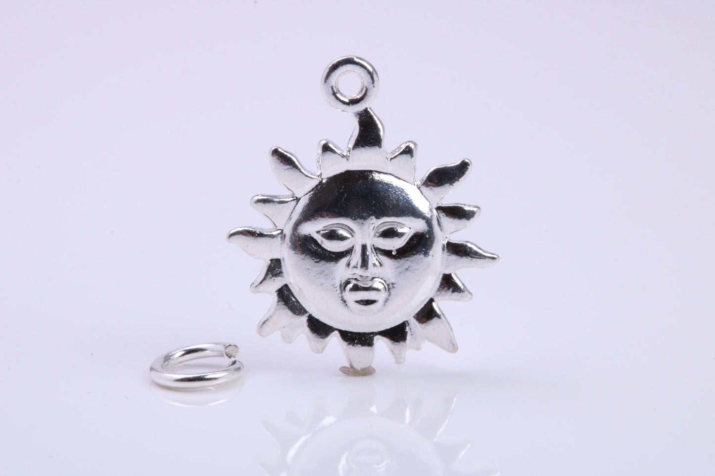 Sun Charm, Traditional Charm, Made from Solid 925 Grade Sterling Silver, Complete with Attachment Link
