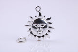 Sun Charm, Traditional Charm, Made from Solid 925 Grade Sterling Silver, Complete with Attachment Link
