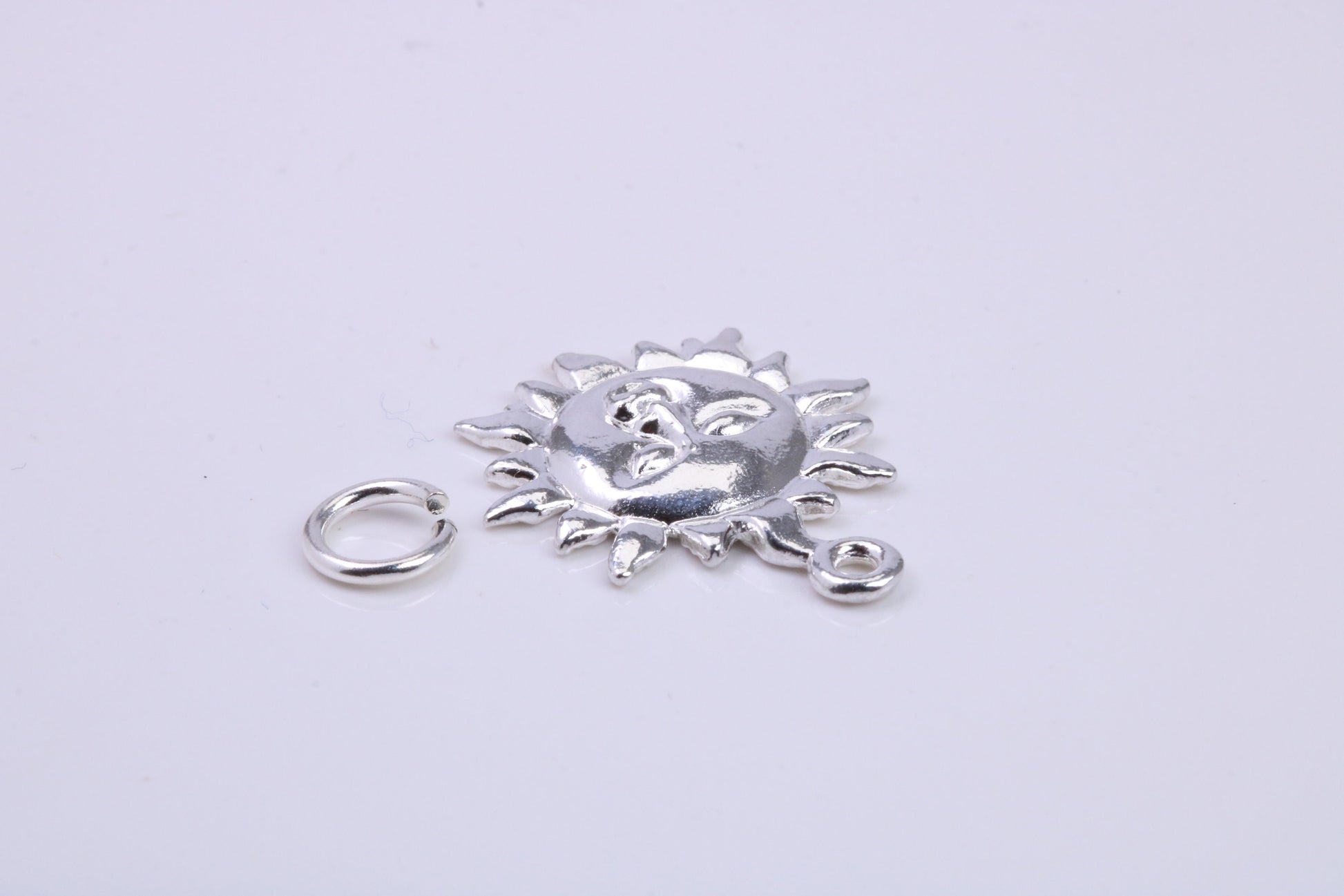 Sun Charm, Traditional Charm, Made from Solid 925 Grade Sterling Silver, Complete with Attachment Link