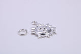 Sun Charm, Traditional Charm, Made from Solid 925 Grade Sterling Silver, Complete with Attachment Link