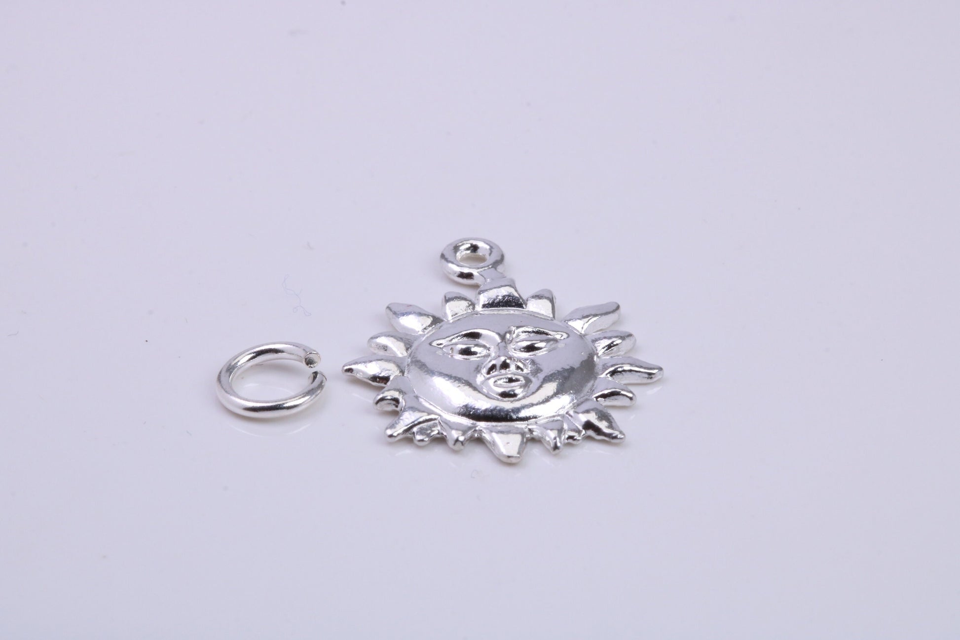 Sun Charm, Traditional Charm, Made from Solid 925 Grade Sterling Silver, Complete with Attachment Link