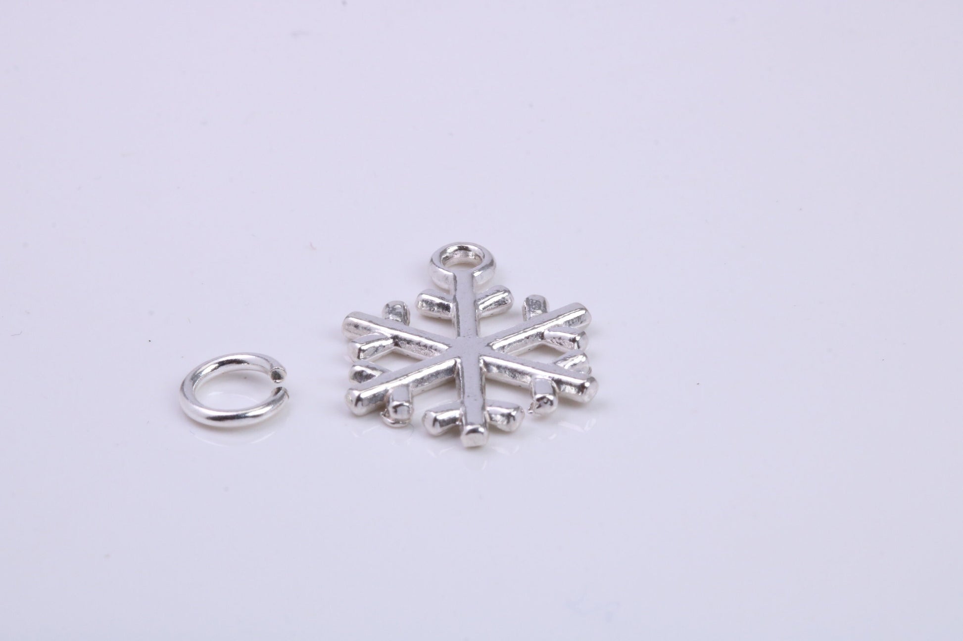 Snow Flake Charm, Traditional Charm, Made from Solid 925 Grade Sterling Silver, Complete with Attachment Link