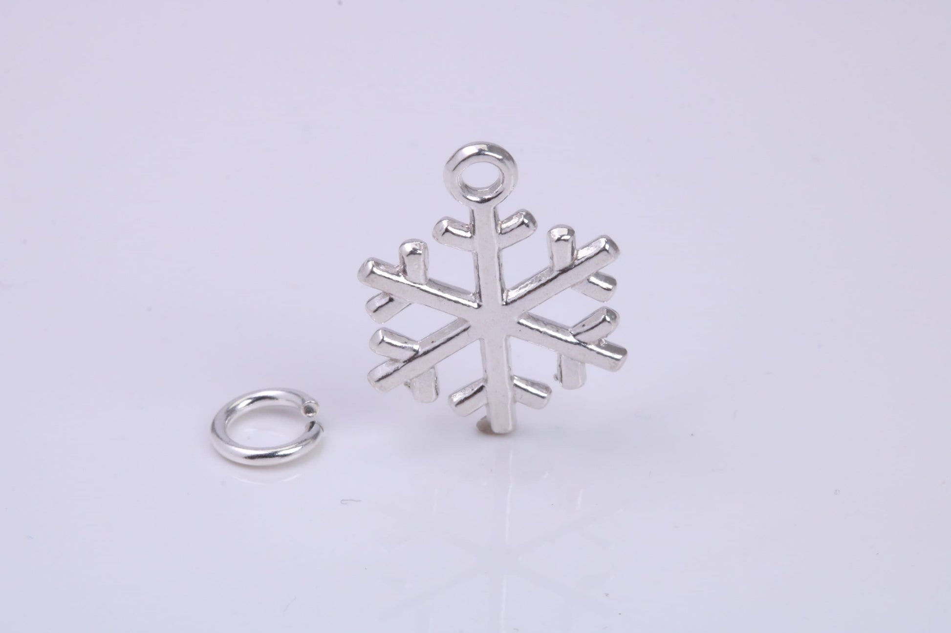 Snow Flake Charm, Traditional Charm, Made from Solid 925 Grade Sterling Silver, Complete with Attachment Link