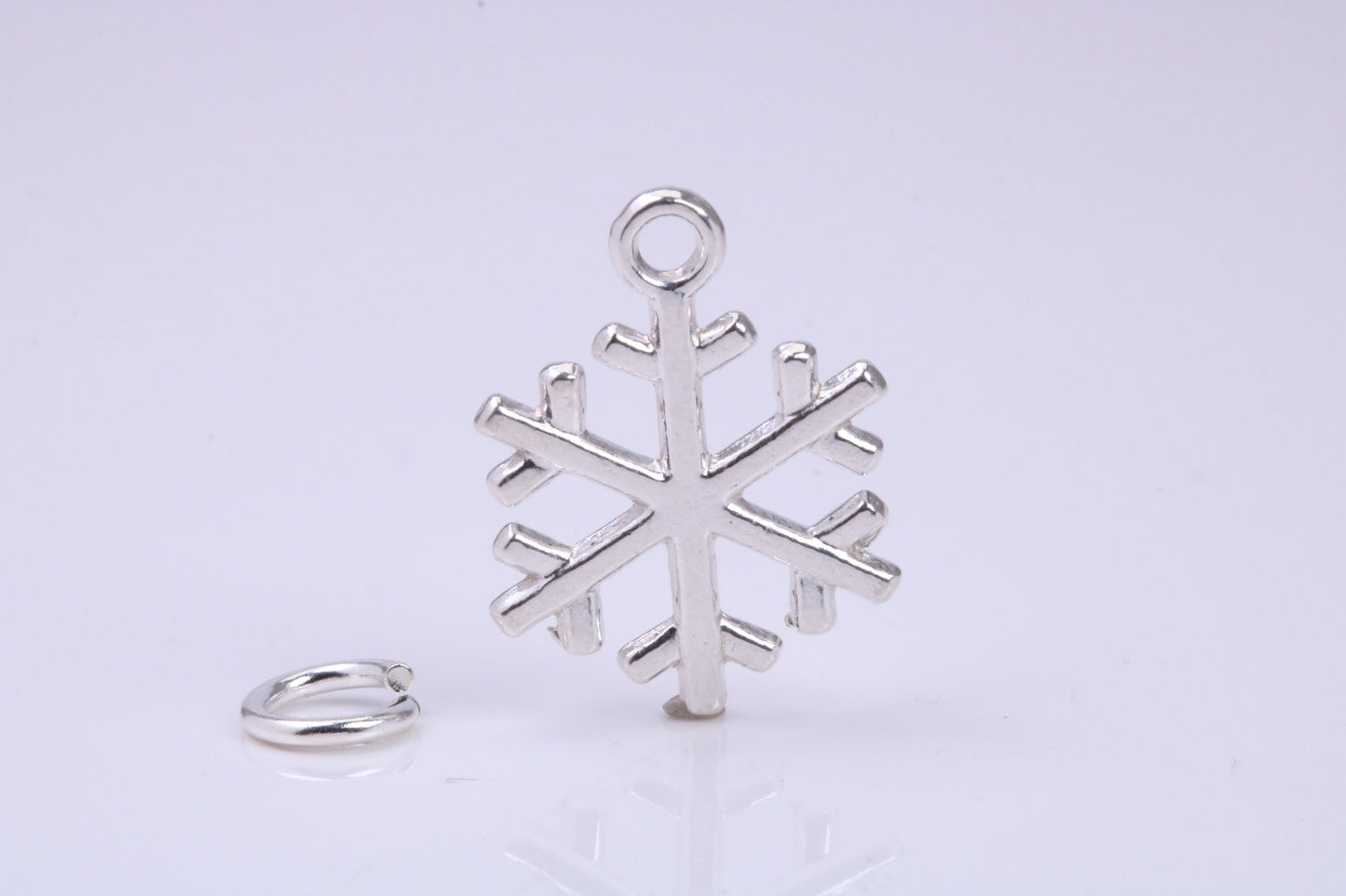 Snow Flake Charm, Traditional Charm, Made from Solid 925 Grade Sterling Silver, Complete with Attachment Link